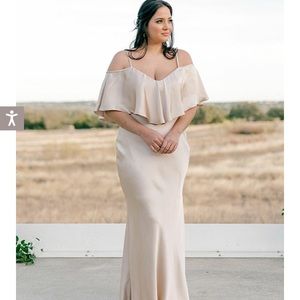 Revelry Bridesmaids Dress - Riley Gold Champagne Convertible